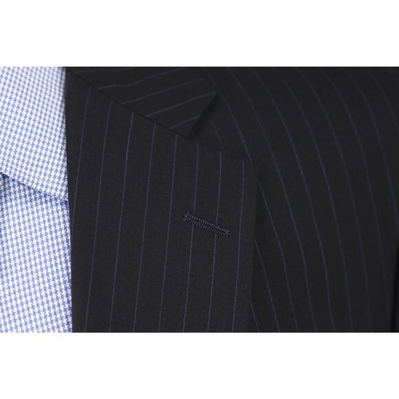 Brooks Brothers BrooksCool Black Sky Blue Pinstripe 2-Btn Suit Jacket Blazer 42L - Picture 5 of 8